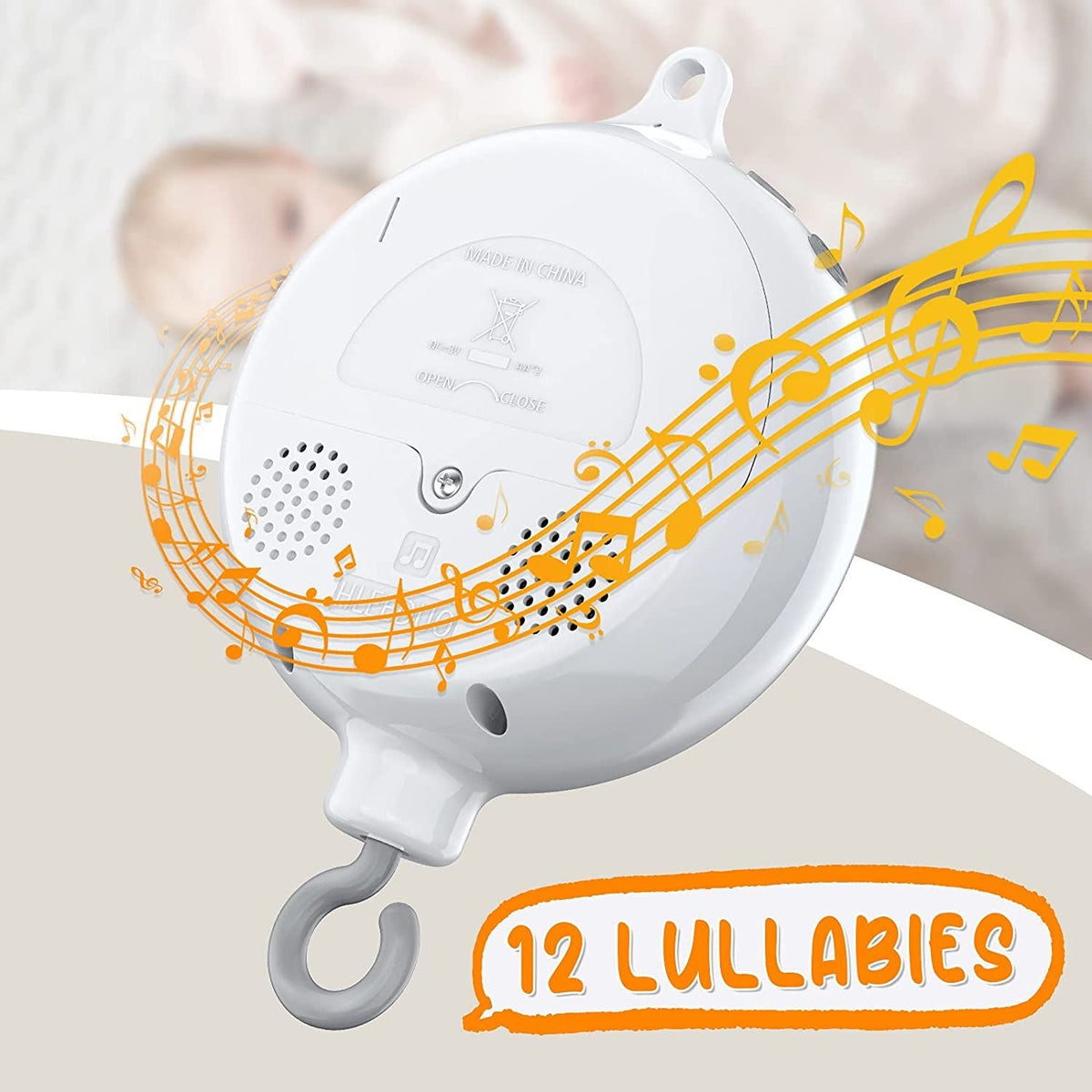 Mobile Crib Hanging Bell Electric Rotating Music Box Baby Bed Toys With 12 Lullabies