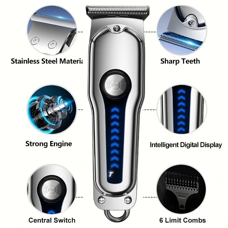 Hair Clipper with 6 Guide Combs