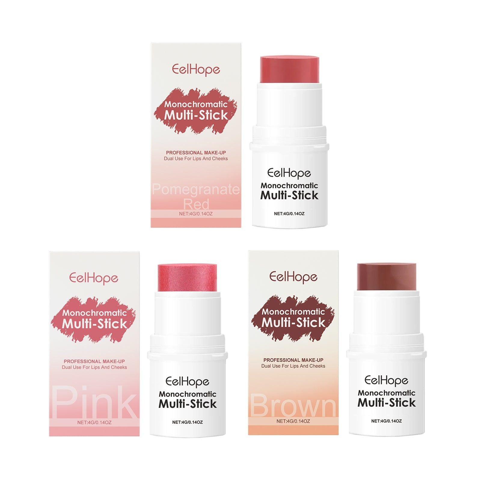 3-in-1 Color Stick Blush Eyeshadow, Long-Lasting Brightening, Moisturizing, Makeup Essential ,4g/box