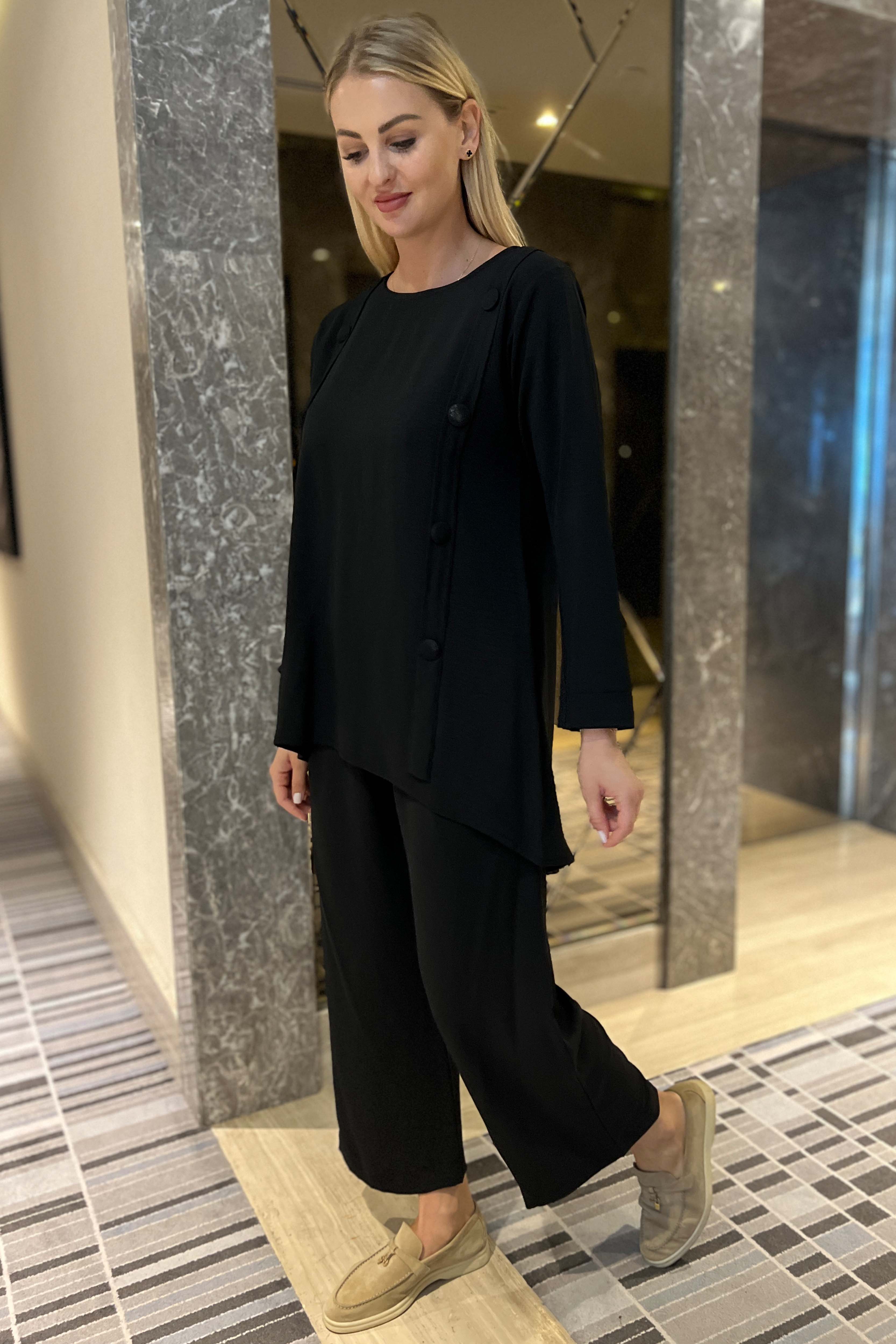 MOiSTREET Black CEY Fabric Top And Pants Set