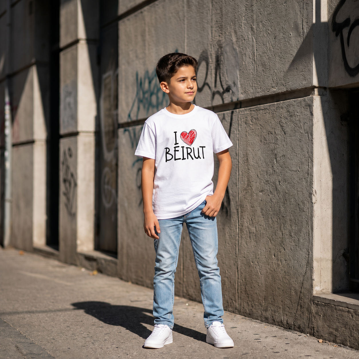 INLEB Kids White "I Love Beirut" Unisex T-Shirt