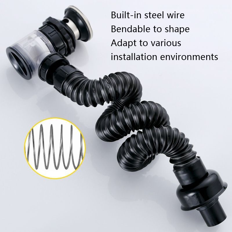 Washbasin Water Pipe H Black Round Surface Bounce Universal H Black Round Surface Bounce Universal