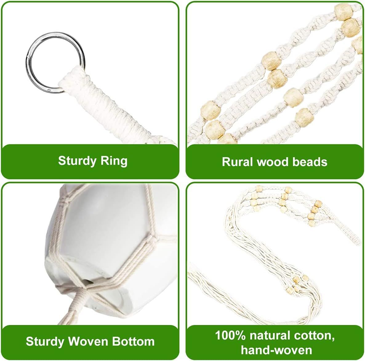 5pcs Macrame Plant Hangers Rope Hanging Plant Holder Basket Home Decor