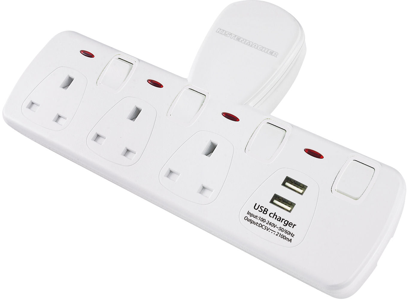Kistenmacher EGK603BU 3Way+2USB 5V Socket Adapter
