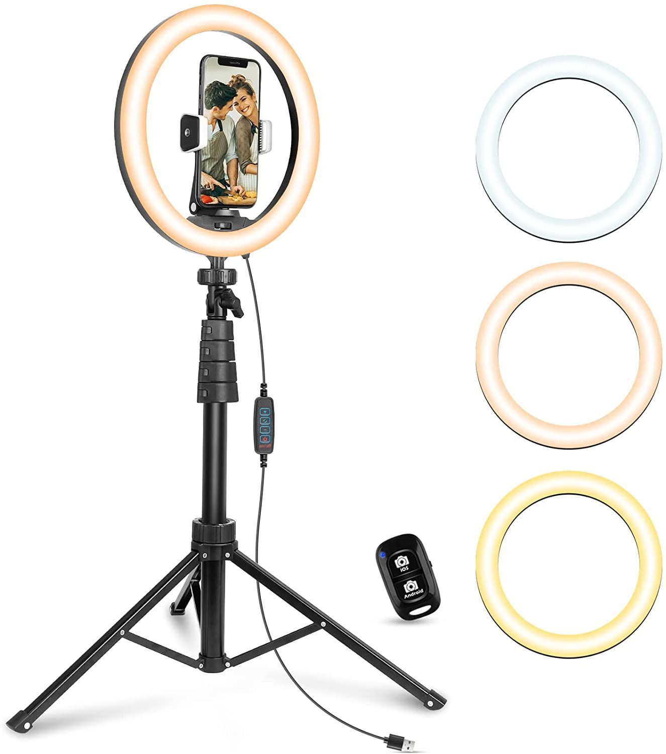 Selfie Ring Light With Tripod Phone Holder Extendable Stand For Live Stream Makeup