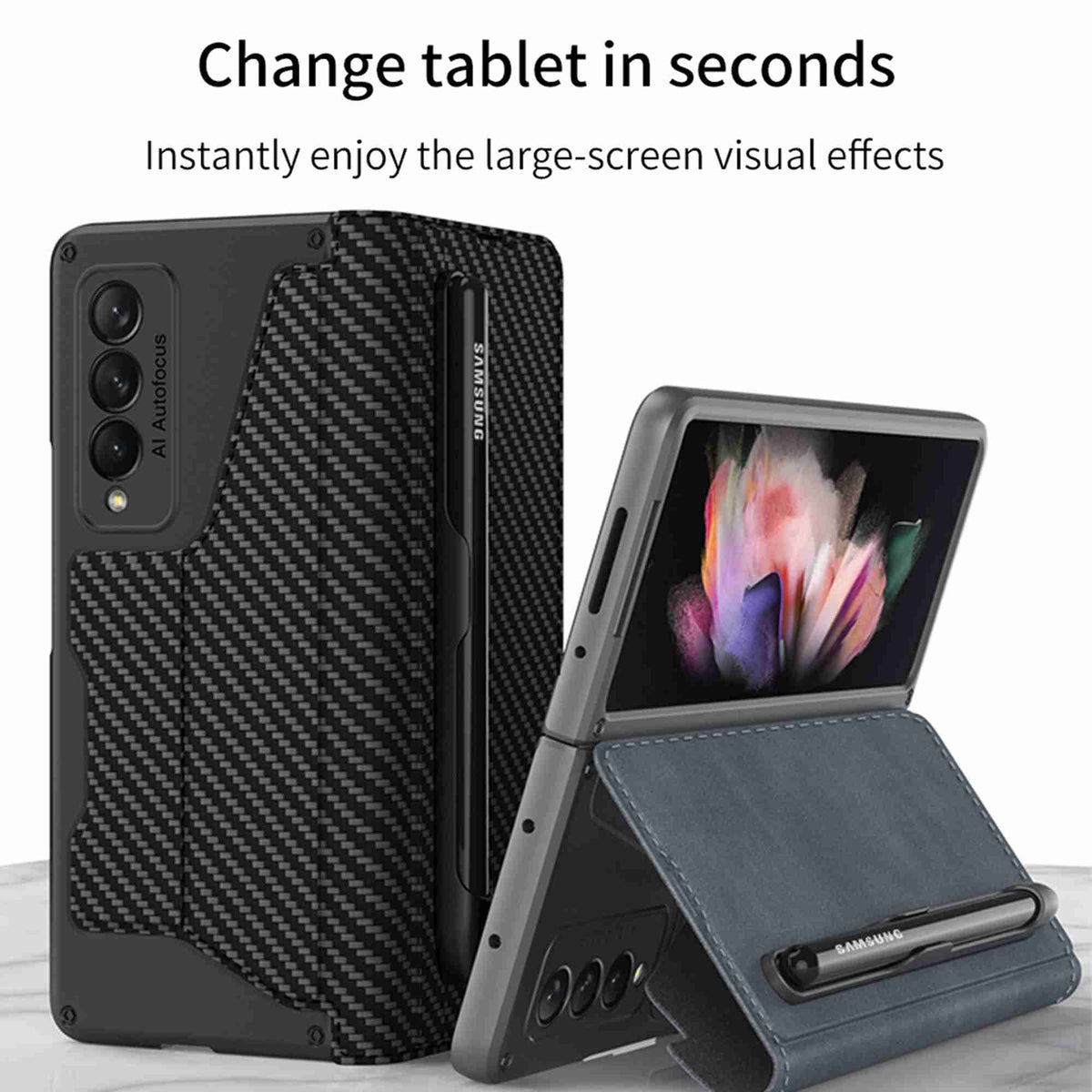 Leather Wallet Case Shockproof Cover With S Pen Holder For Samsung Galaxy Z Fold 4