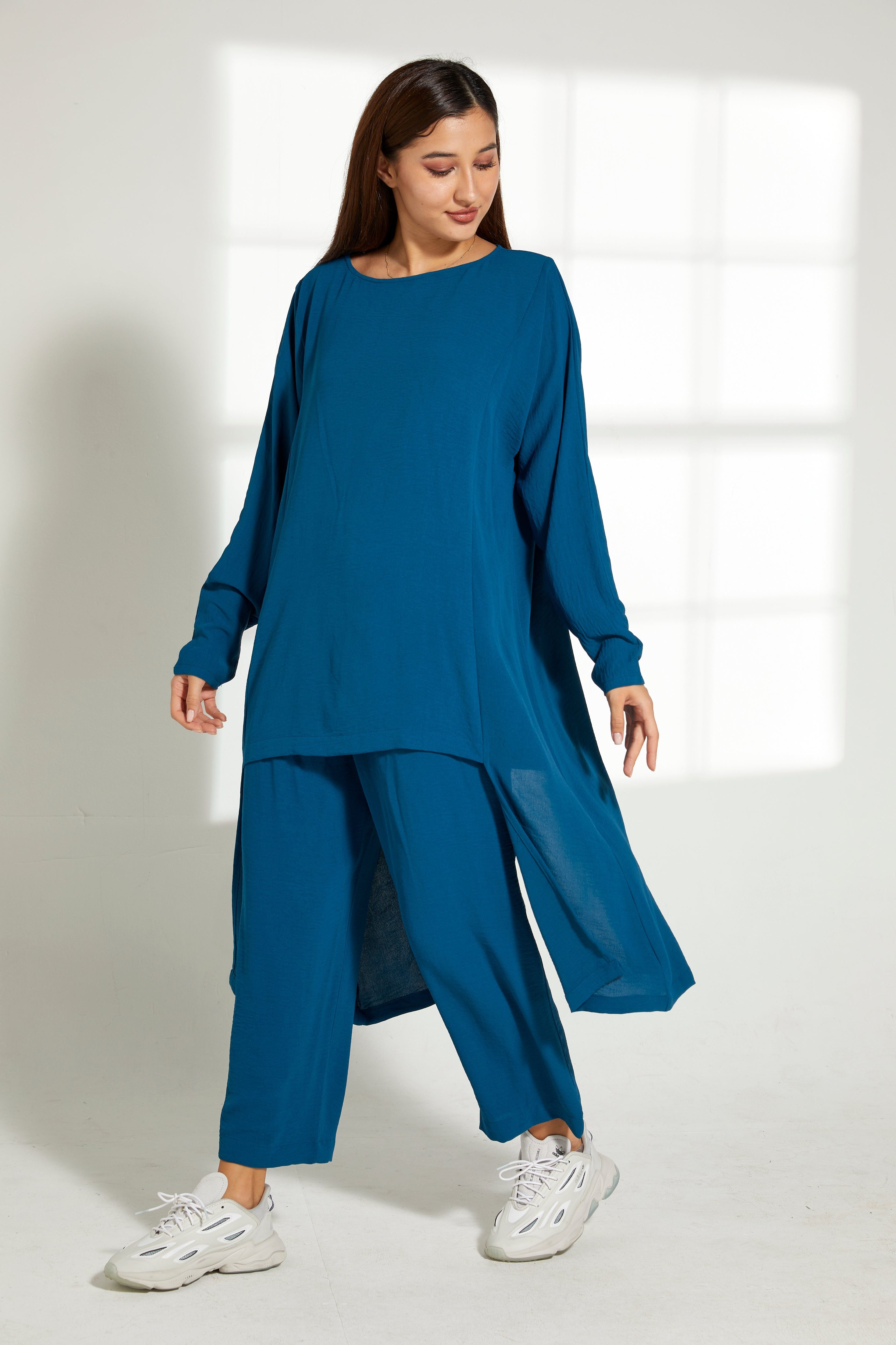 MOiSTREET Blue CEY Fabric Top And Pants Set