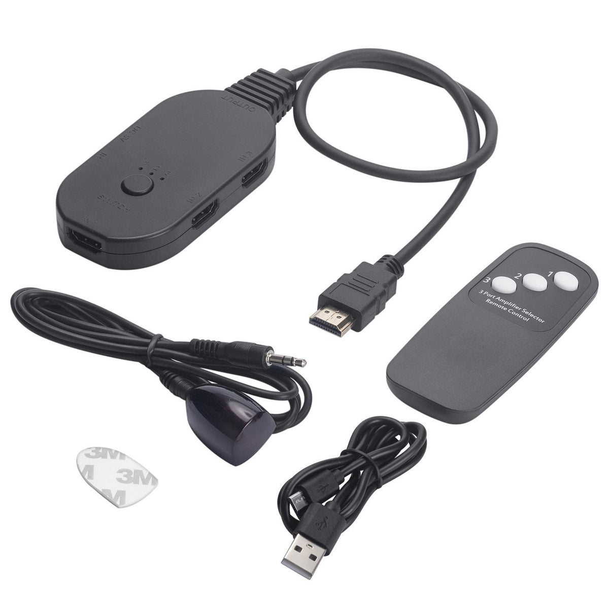 4K HDMI Switcher HD Video Converter Splitter Cable 3 In 1 Out With Remote