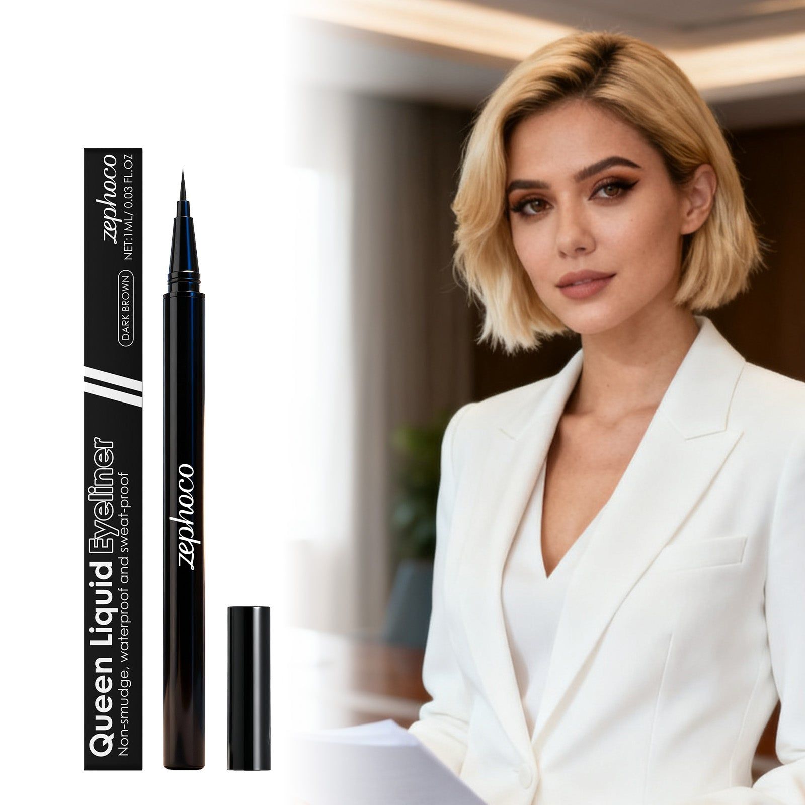 Dark Brown Liquid Eyeliner Pen, Waterproof, Long-Lasting, Easy to Use, Flawless Eye Makeup ,1ml