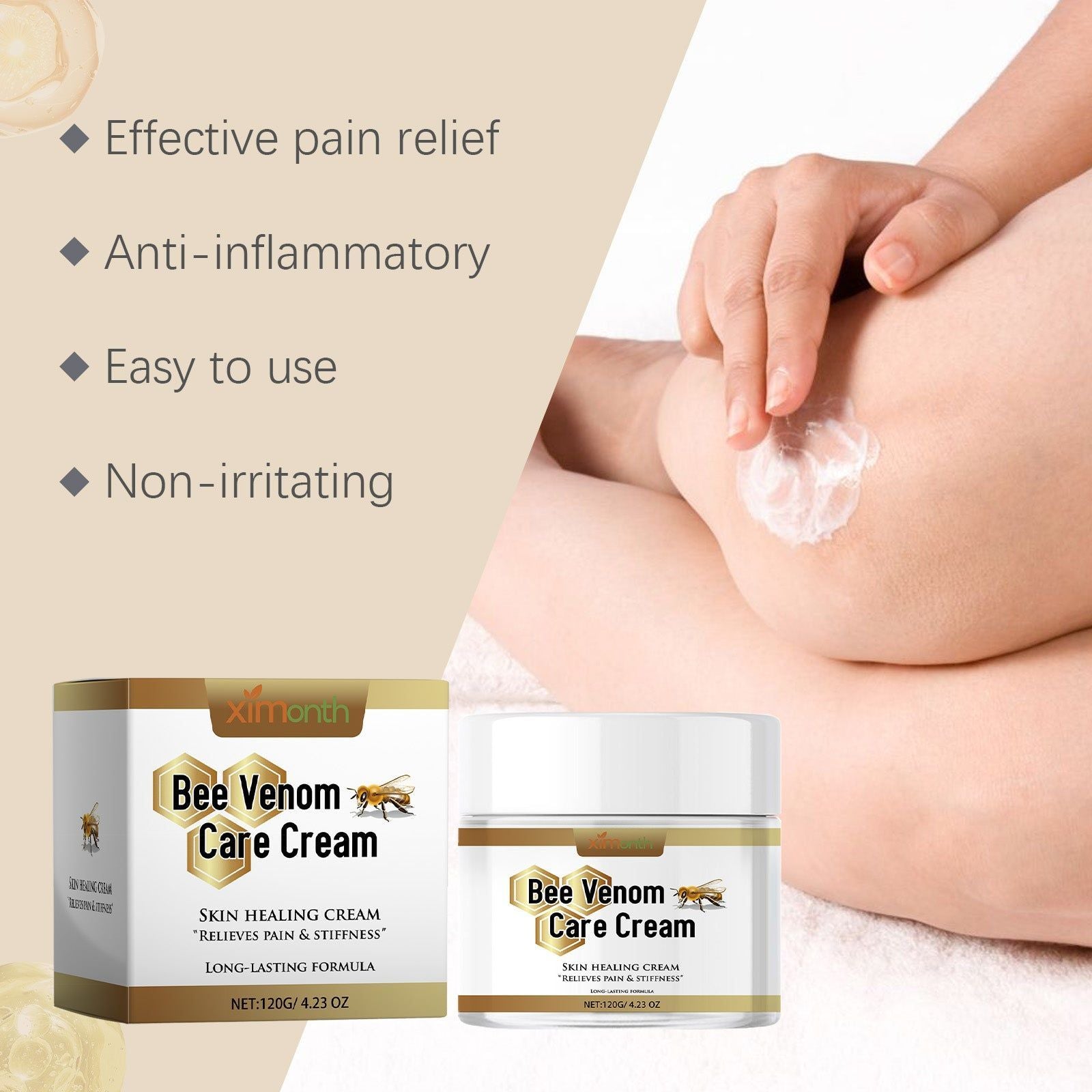 Bee Venom Joint Care Cream, Natural Pain Relief, Anti-Inflammatory, Skin Moisturizer ,120g