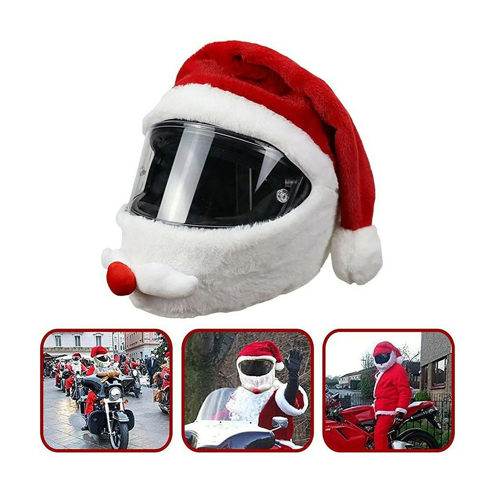 Santa Claus Motorcycle Helmet Cover Christmas Hat Helmet Protection Accessories