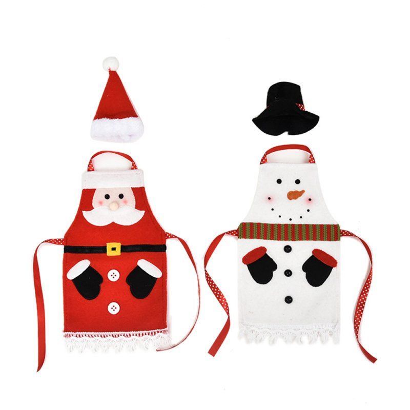 2pcs Santa Wine Bottle Cover Santa Claus Bottles Dust Apron WIth Hat Christmas Decoration
