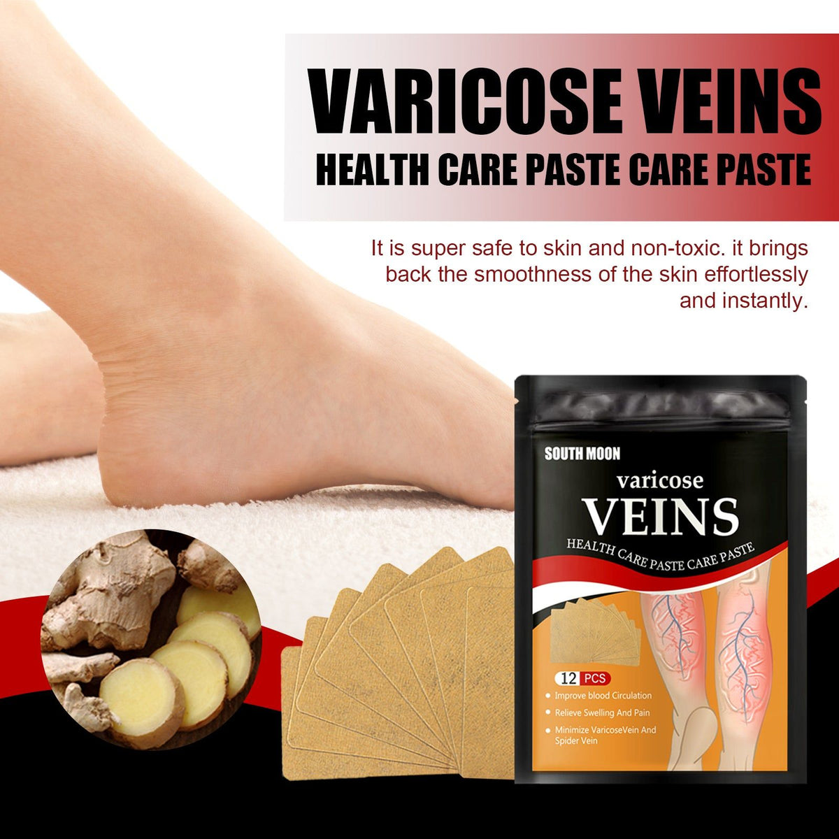 Relieves Varicose Feet, Calf Vein Care Patch, Gentle Skin Relief, Instant Comfort ,12pcs