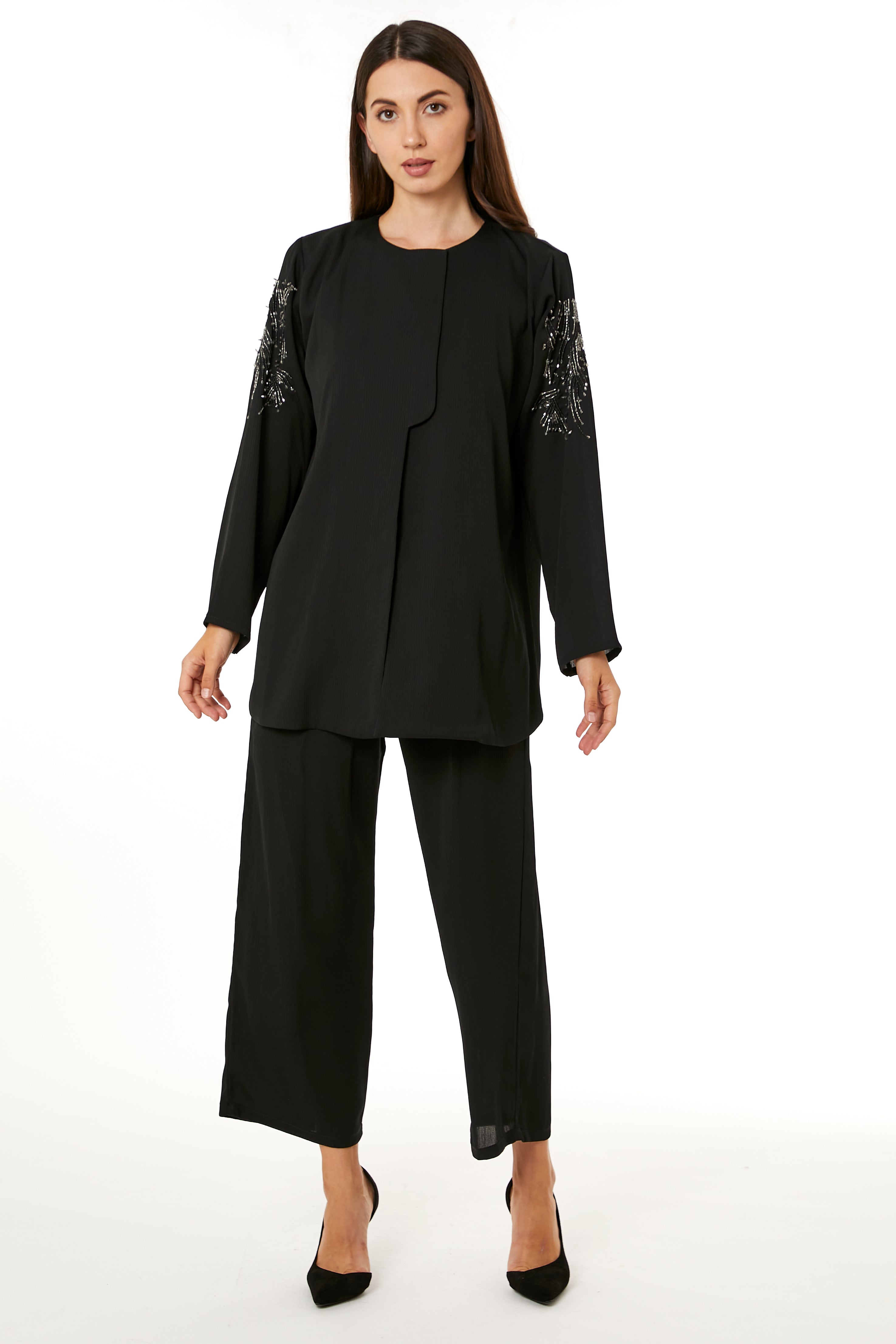 MOiSTREET Black Zoom Top and Pants Set Travel wear