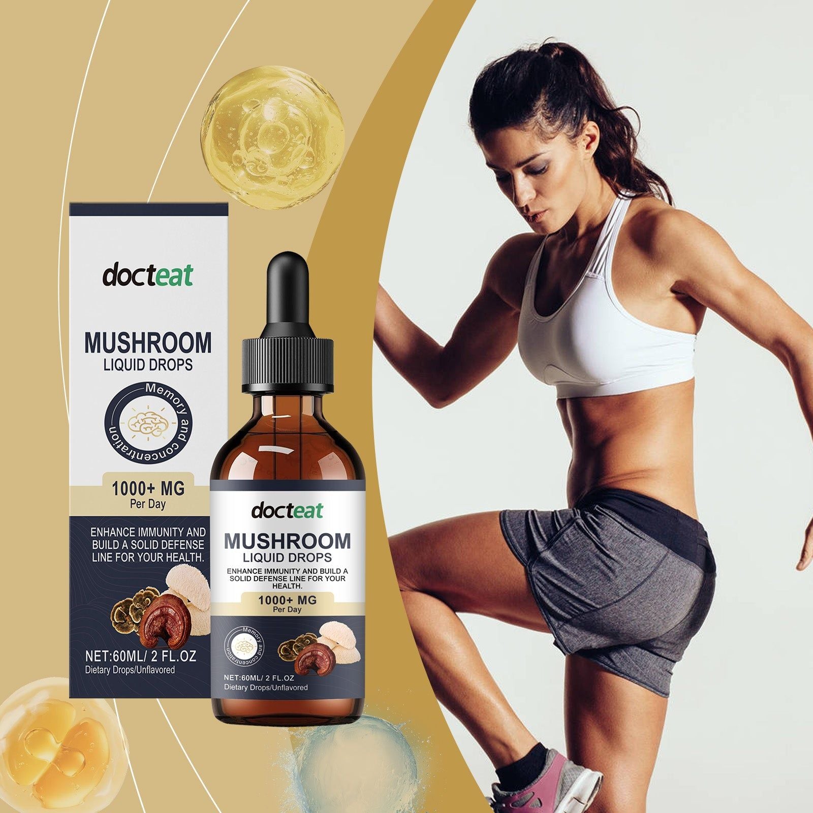 Boost Immunity with Mushroom Complex, Gentle Body Care Drops for Stress Relief ,60ml