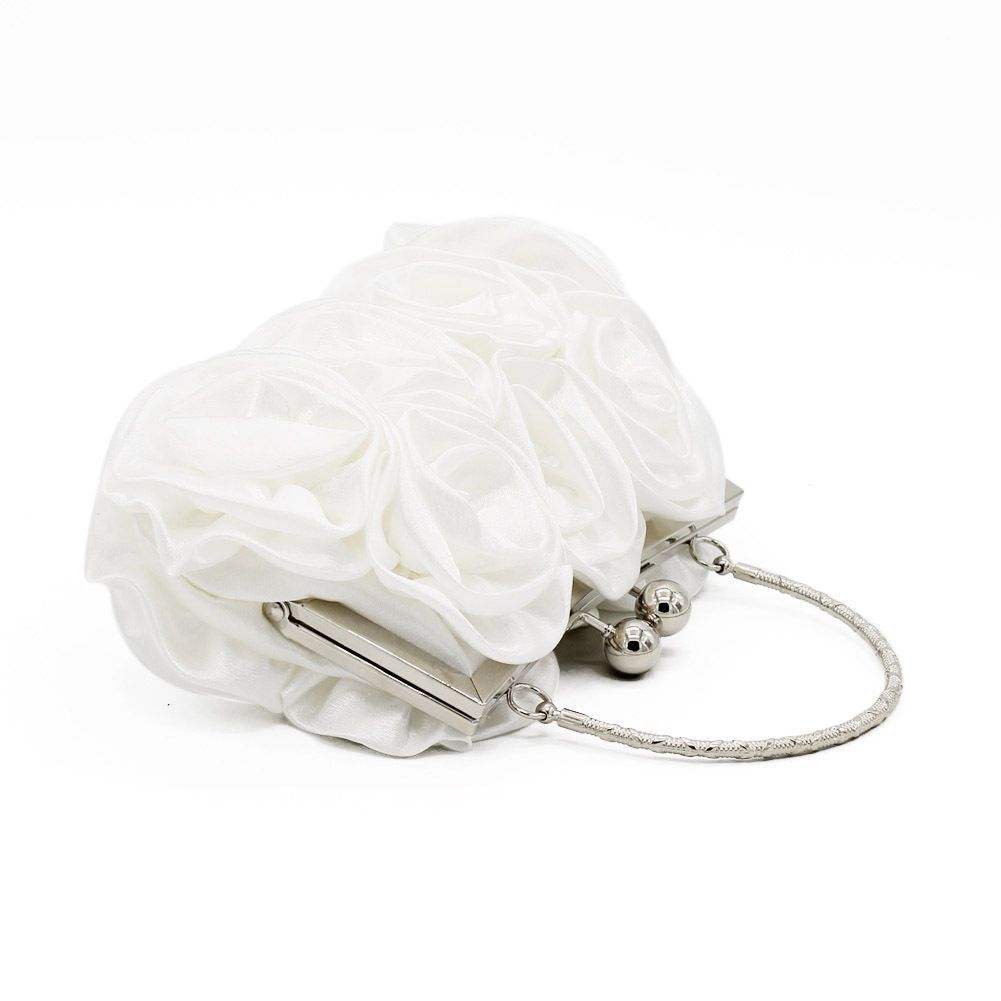 Woman Evening Bag Flower Satin Pouch Clutch Bag for Wedding Party