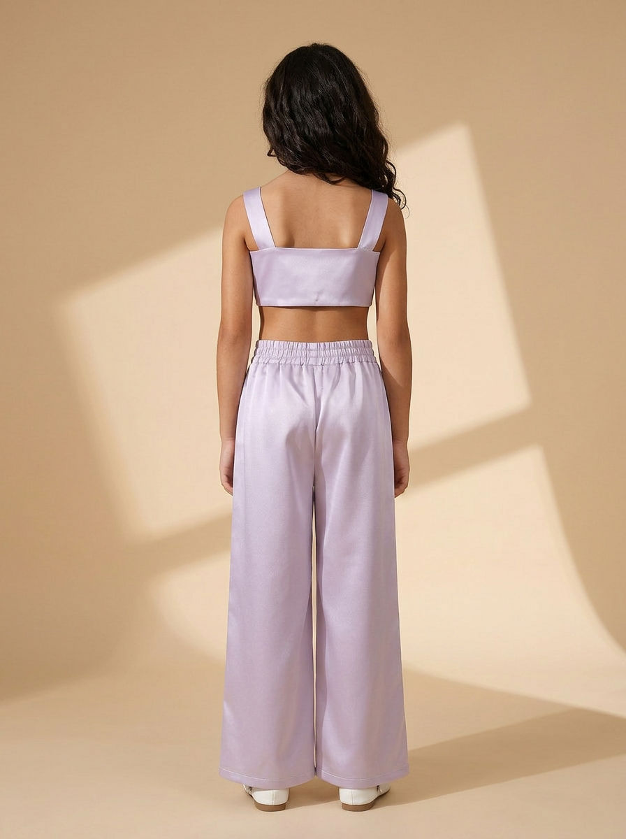 Bow set crop top & pants Lavender