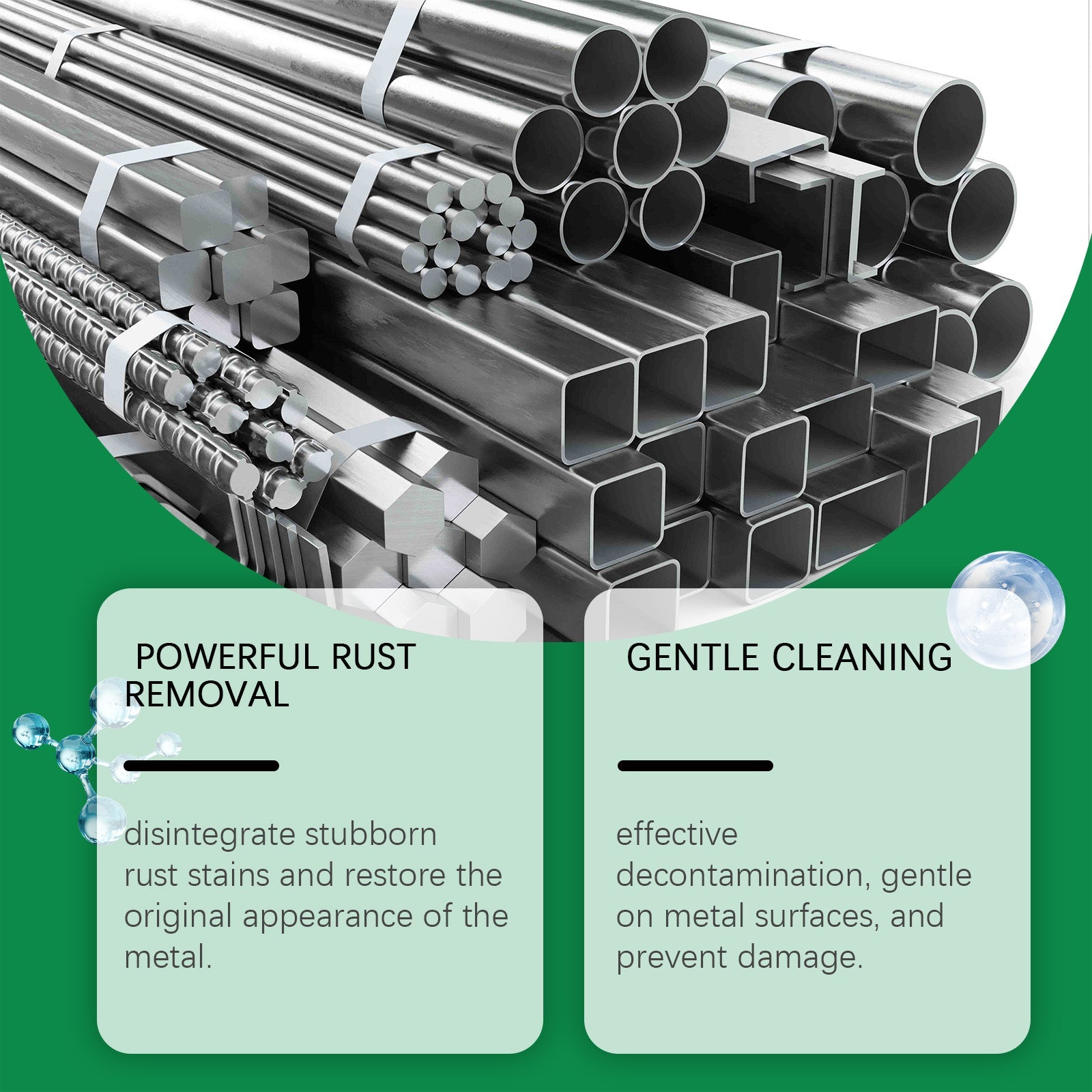 Metal Rust Remover, Fast Acting Rust Cleaning Solution for Iron and Steel, Durable Protection ,100ml