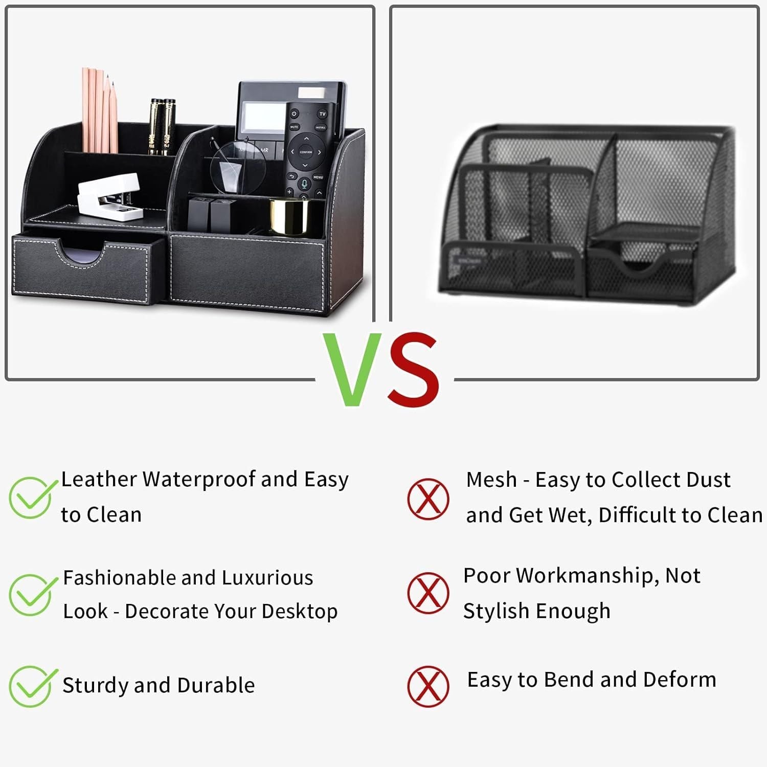 Desk Organizer Storage Case Table Organizer PU Leather Pen Holder Pen Box Office Supplies