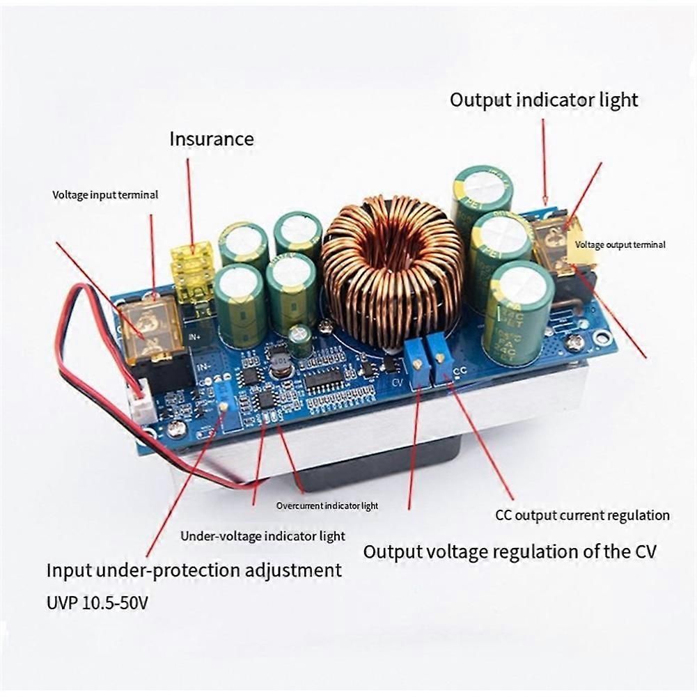 1500W DC Boost Module 30A, 12-60V to 13-90V, Adjustable Constant Voltage & Current Power Supply Board