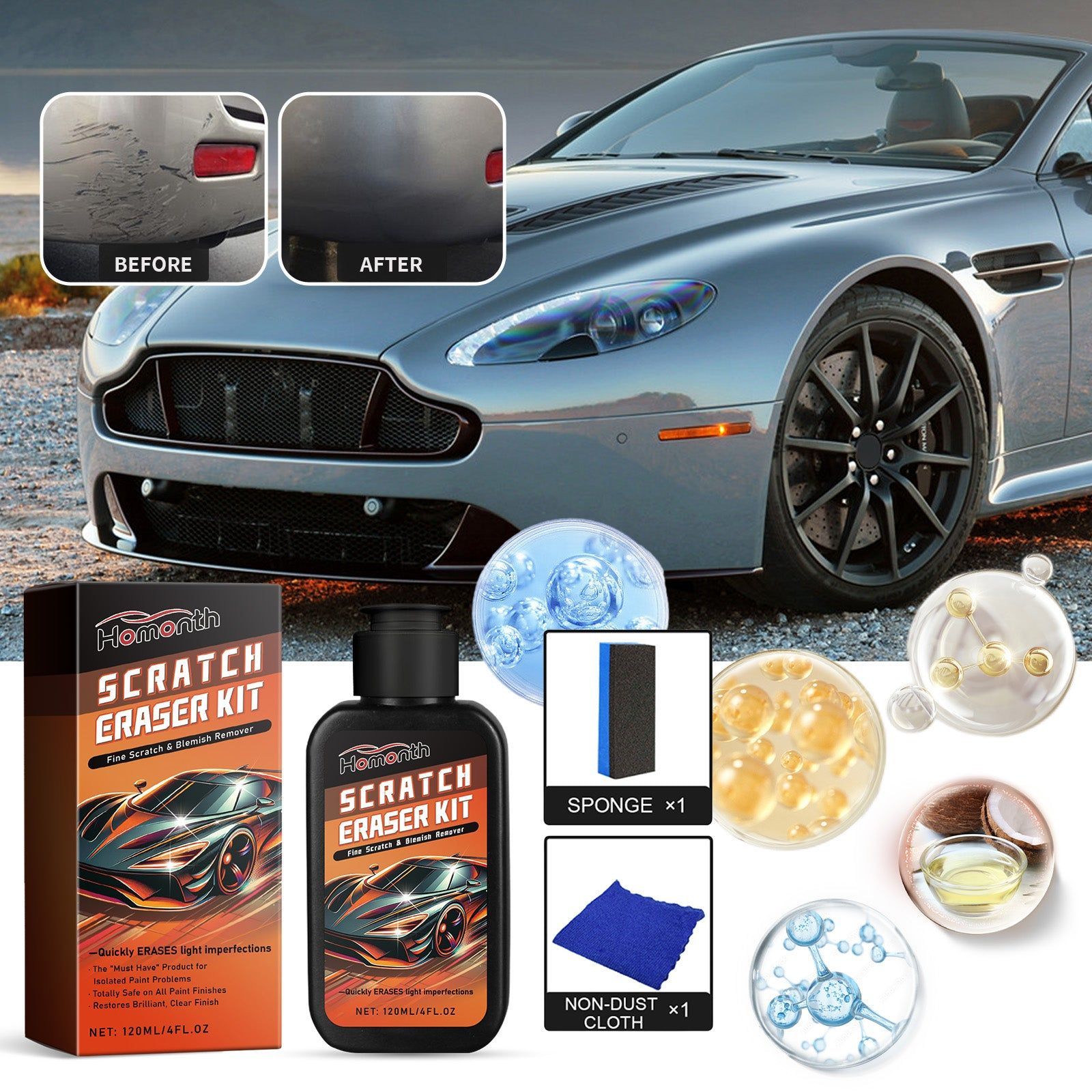 Car Scratch Repair Kit, Fast Paint Scratch Removal, Easy Car Body Touch Up ,1set