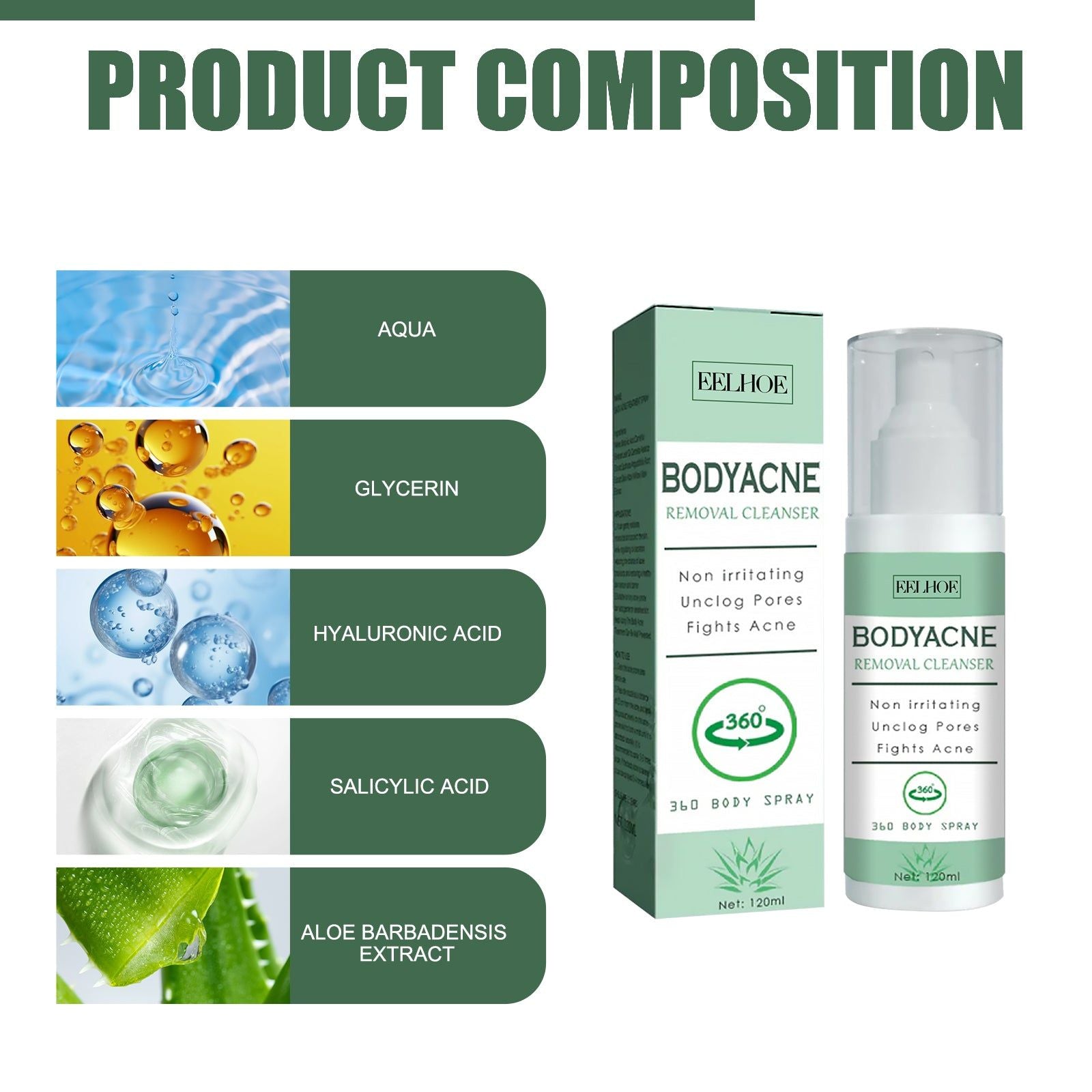 Body Care Spray, Gentle Acne & Moisturizing Mist, Skin Repair, Hydrating, Clear Skin ,120ml