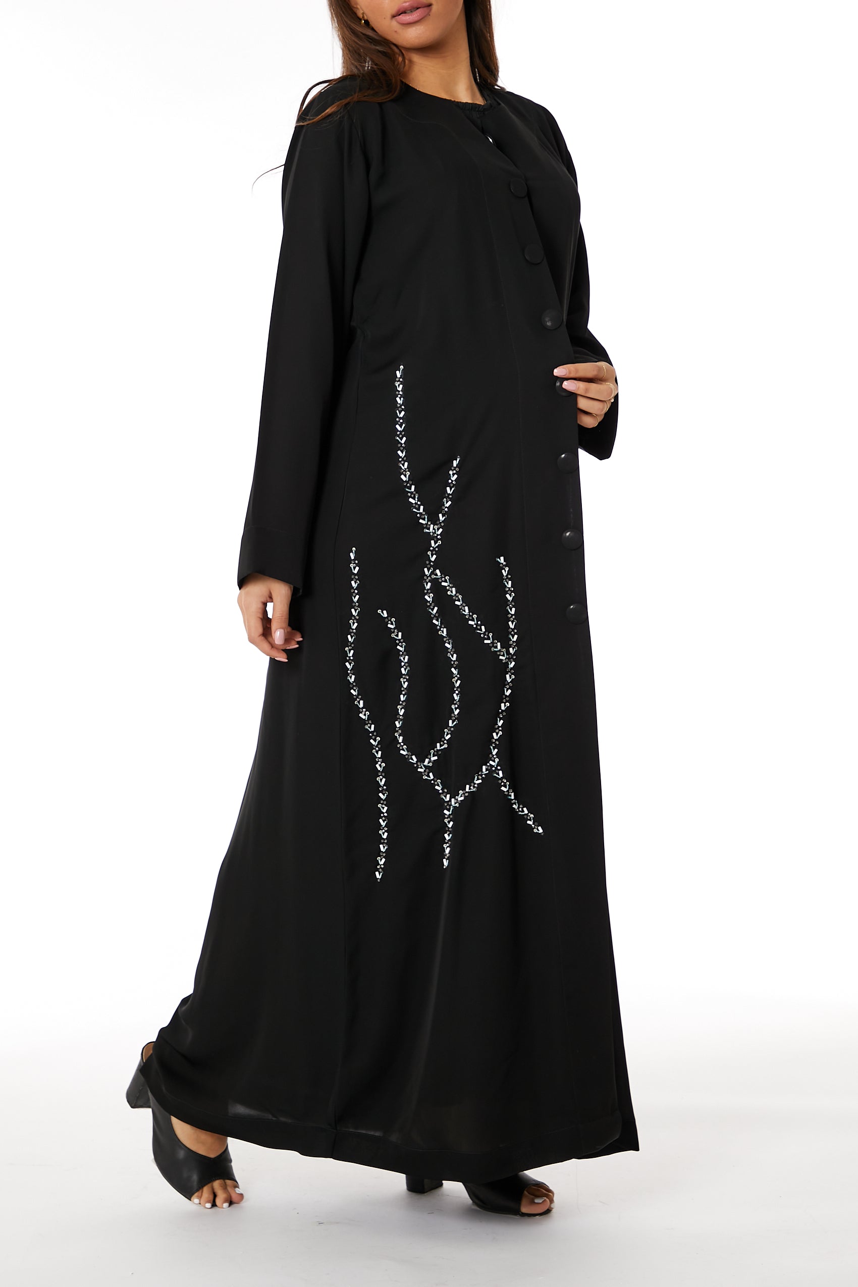 MOiSTREET Black Nida Embroidered Abaya