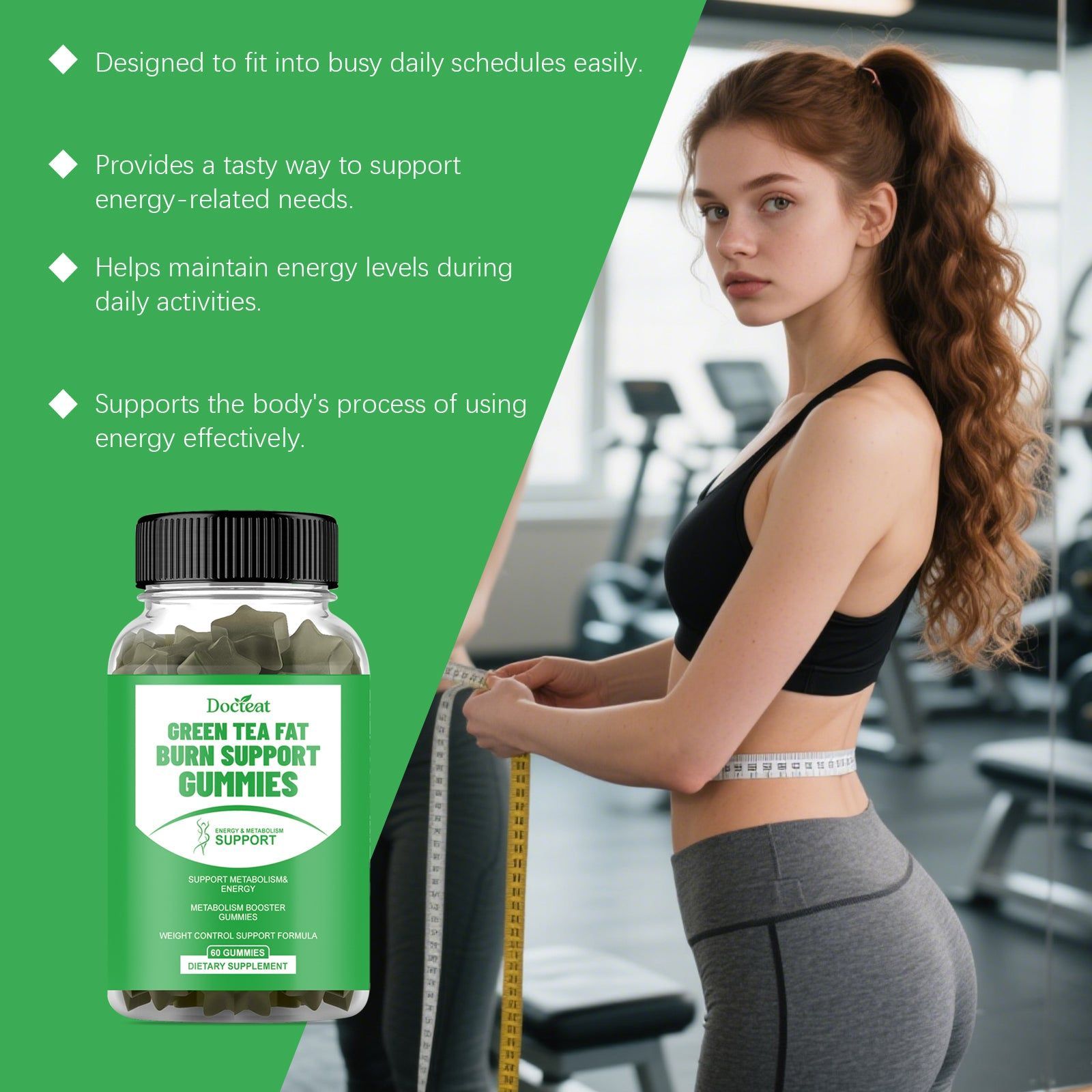 Boost Energy & Body Care Gummies, Plant-Based, Light Figure, Vitality, Daily Support ,60gummies