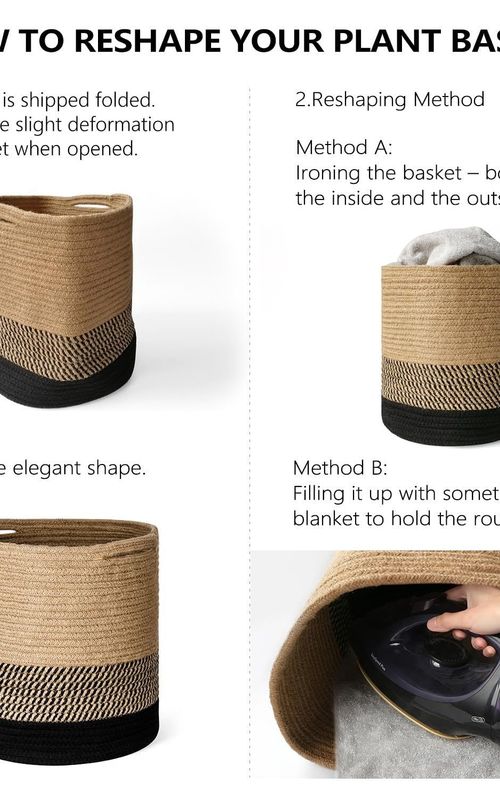 Mini Woven Jute Cotton Rope Plant Storage Basket for Home