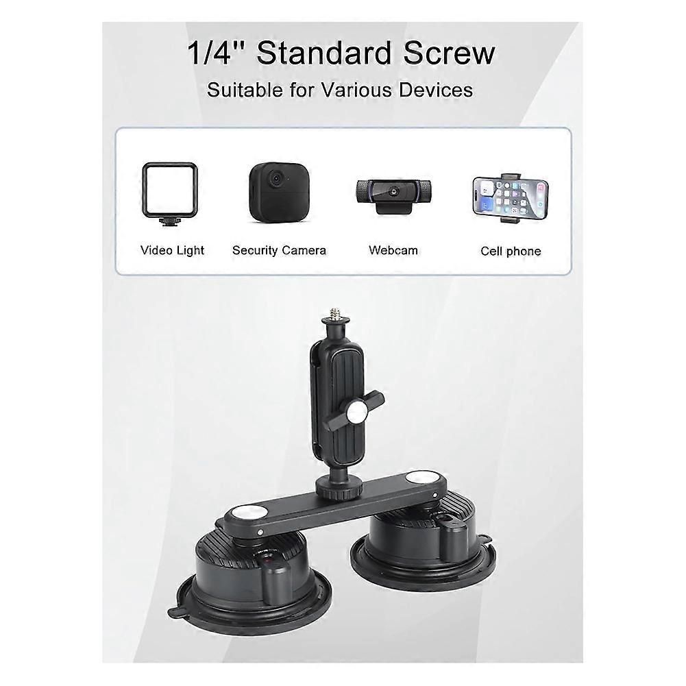Suction Cup Mount for GoPro,Camera Car Mount on Car Window, Windshield 360° Rotation Double Suction Cup Mount