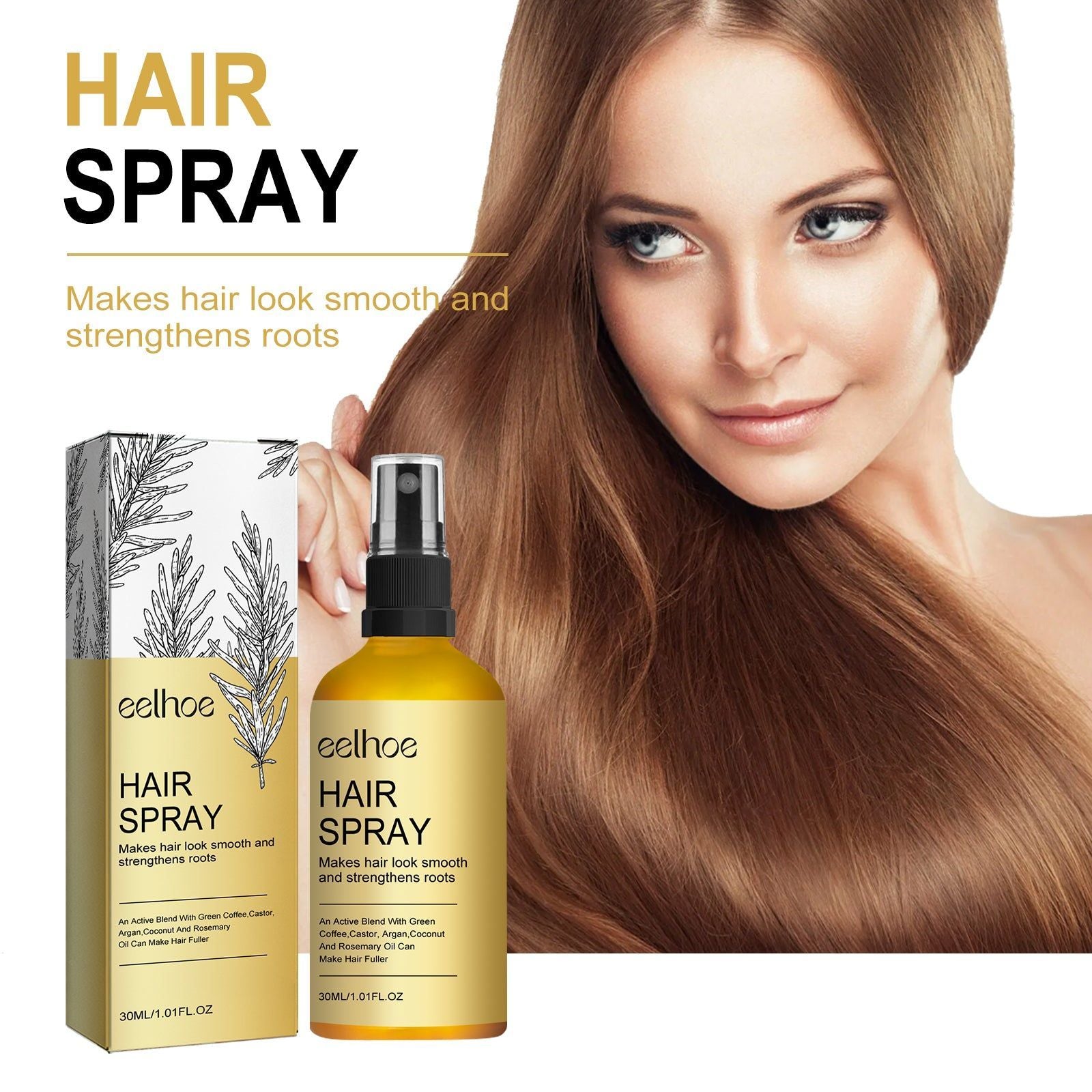 Close Hair Spray, Nourishing Frizz Control, Hair Loss Repair, Natural Essential Oil ,30ml