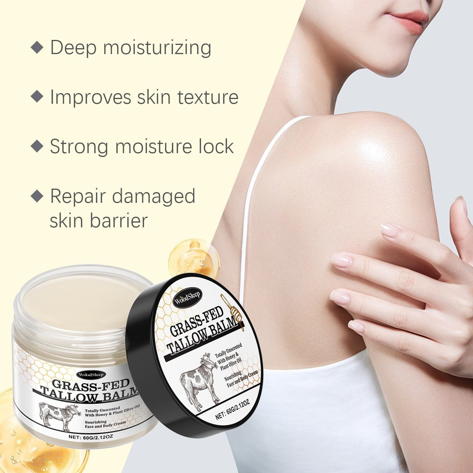 Body Care Butter, Grass Fed Moisturizer, Hydrating, Nourishing, Skin Elasticity ,60g