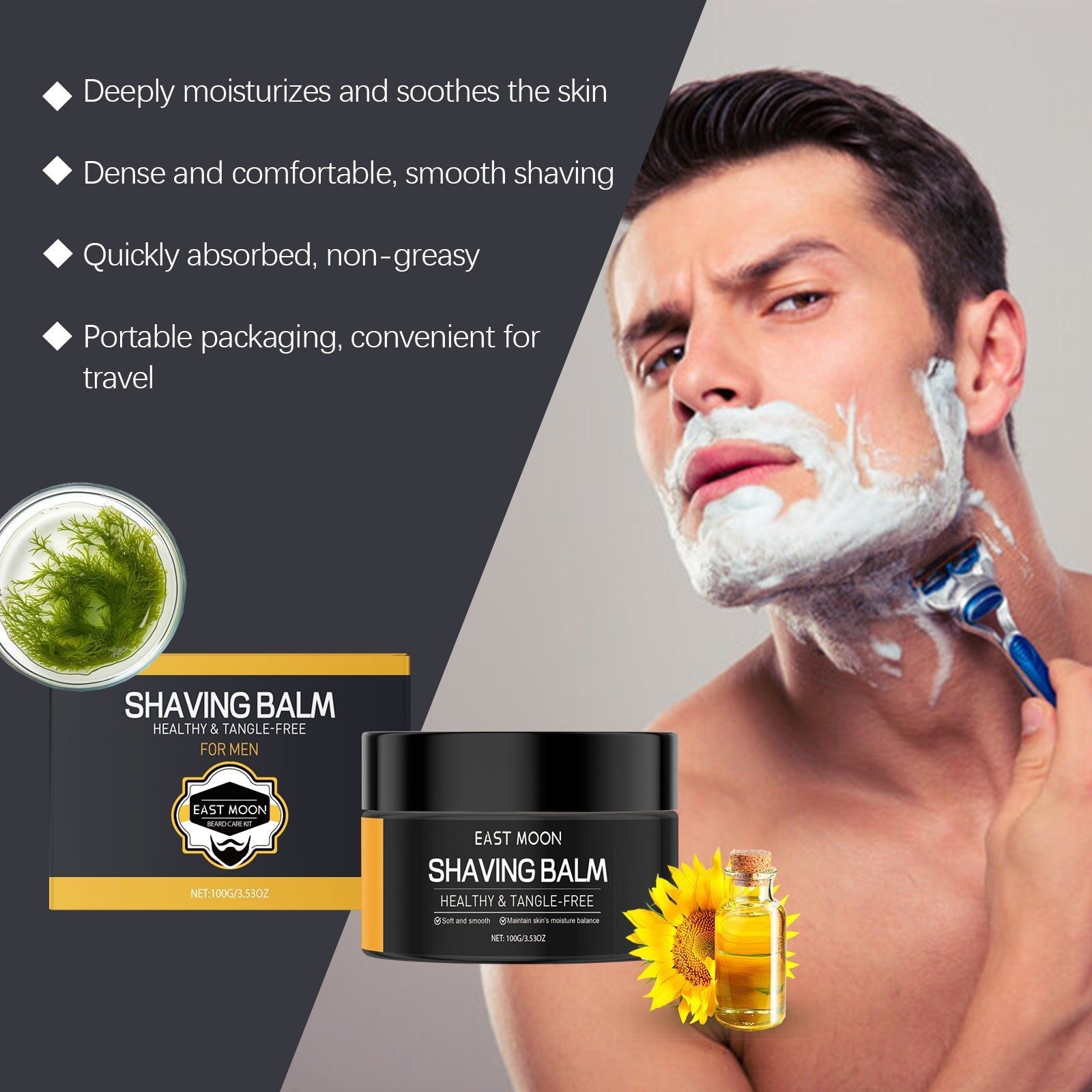 Beard Care Shaving Cream, Moisturizing, Smoothing, Post-Shave Relief ,100g