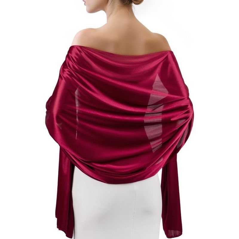 Green Satin Chiffon Shawl Wrap for Wedding Evening Dress