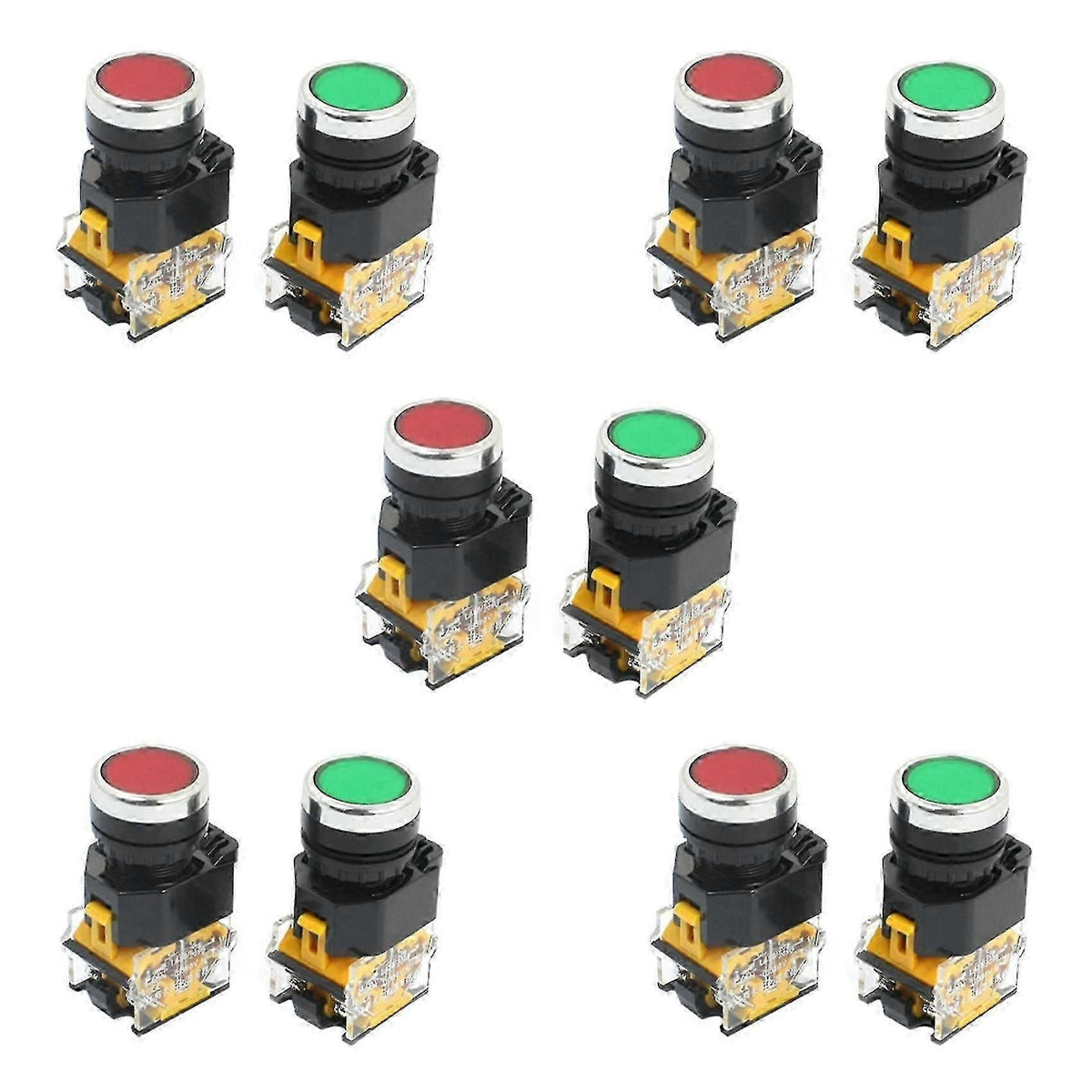 10pcs 22mm Momentary Push Button Switch 10A 380V DPST