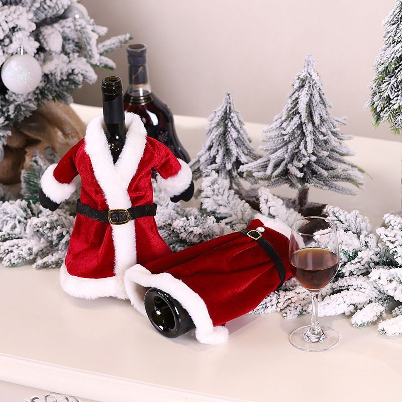 2 Pcs Christmas Wine Bottle Covers Holiday Wine Bottle Skirt Cover Santa Party Decorations