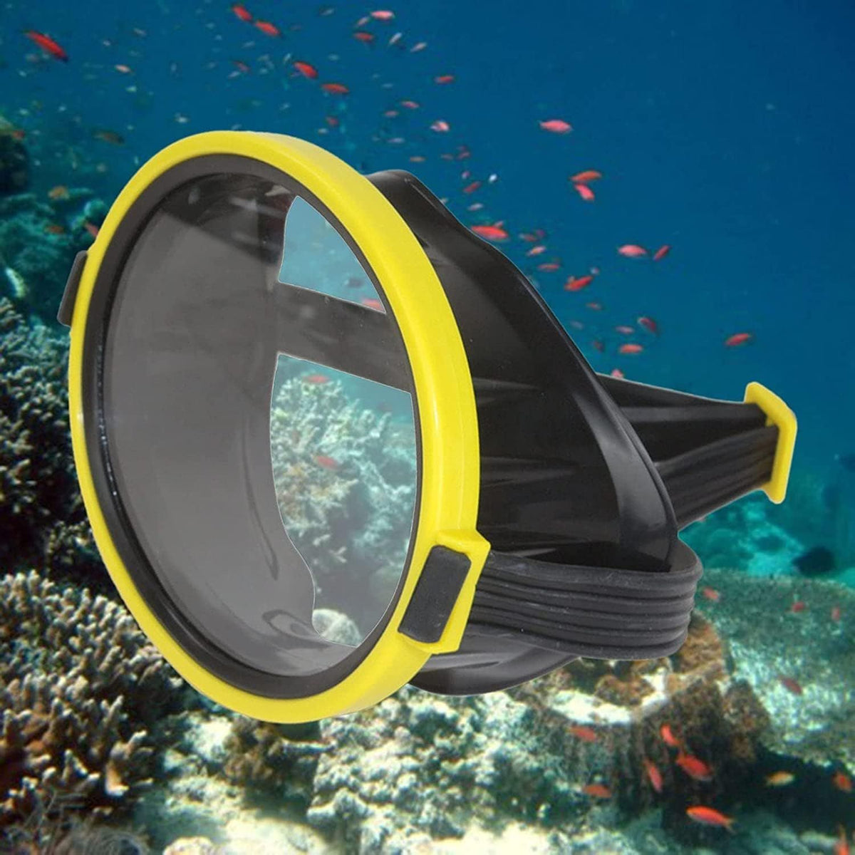 Round Scuba Mask Single Lens Diving Mask Goggles Underwater Waterproof Snorkeling Mask