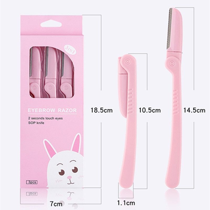 3pcs Eyebrow Trimmer Armpit Hair Razor Facial Shaver Stainless Steel Blades Makeup Tools