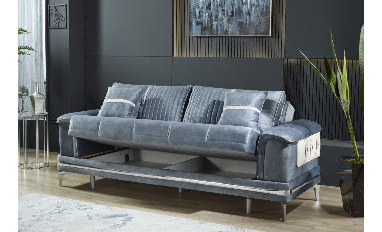 Tokyo Light Blue Sofa Bed with Storage