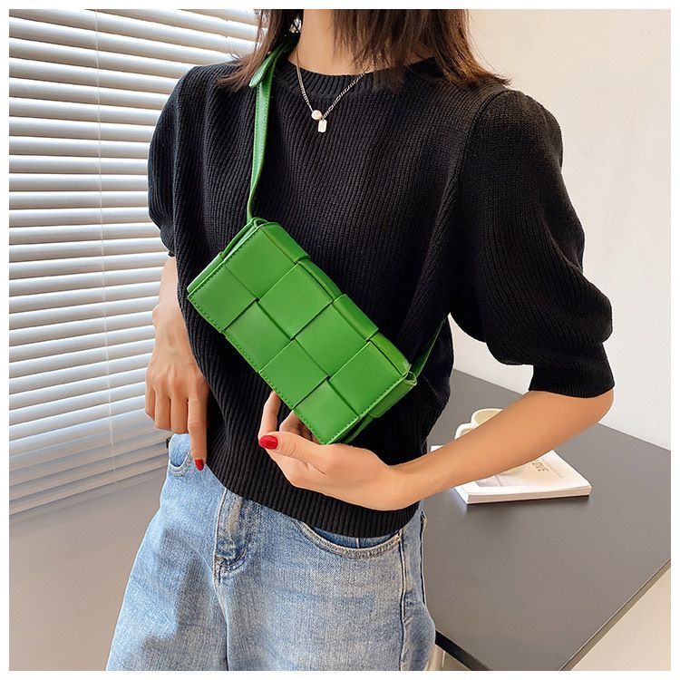 Leather Woven Small Waist Bag Underarm Bag Female Shoulder Hand Messenger Bag