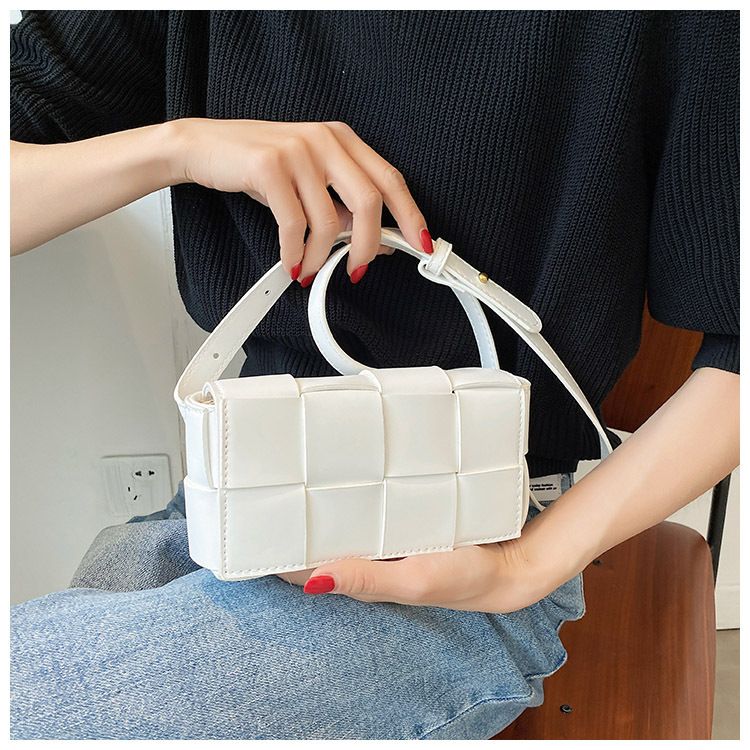 Leather Woven Small Waist Bag Underarm Bag Female Shoulder Hand Messenger Bag
