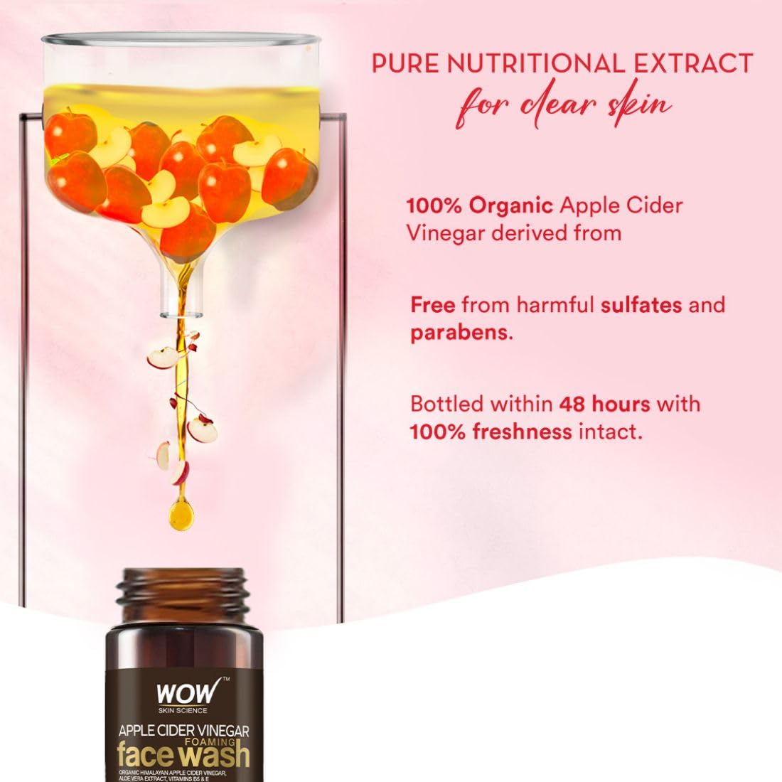 WOW Skin Science Apple Cider Vinegar Foaming Face wash with brush 150ml