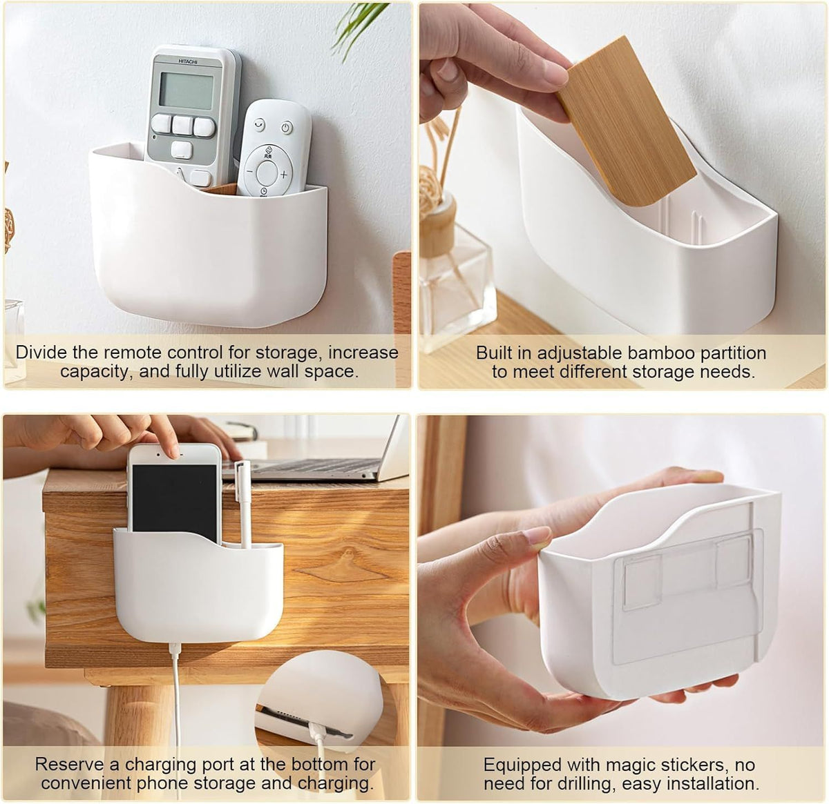 Remote Control Storage Box Wall Mounted Adhesive Remote Control Holder