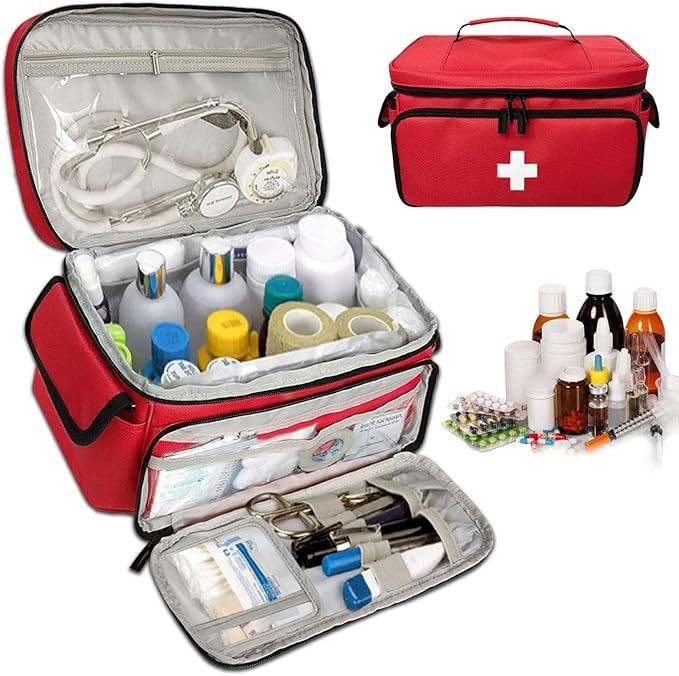 Medicine Storage Bag Family First Aid Box Pill Bottle Organizer for Emergency Medical Supplies