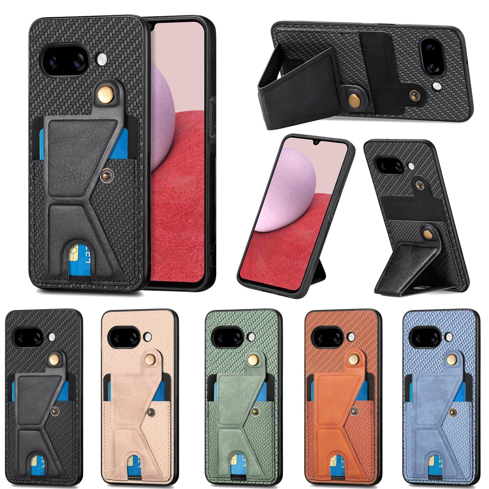 Carbon Fiber Wallet Case For Google Pixel 9a