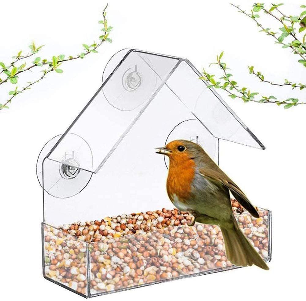 Acrylic Window Bird Feeder Outdoor Bird House Feeder With Strong Suction Cups and Seed Tray