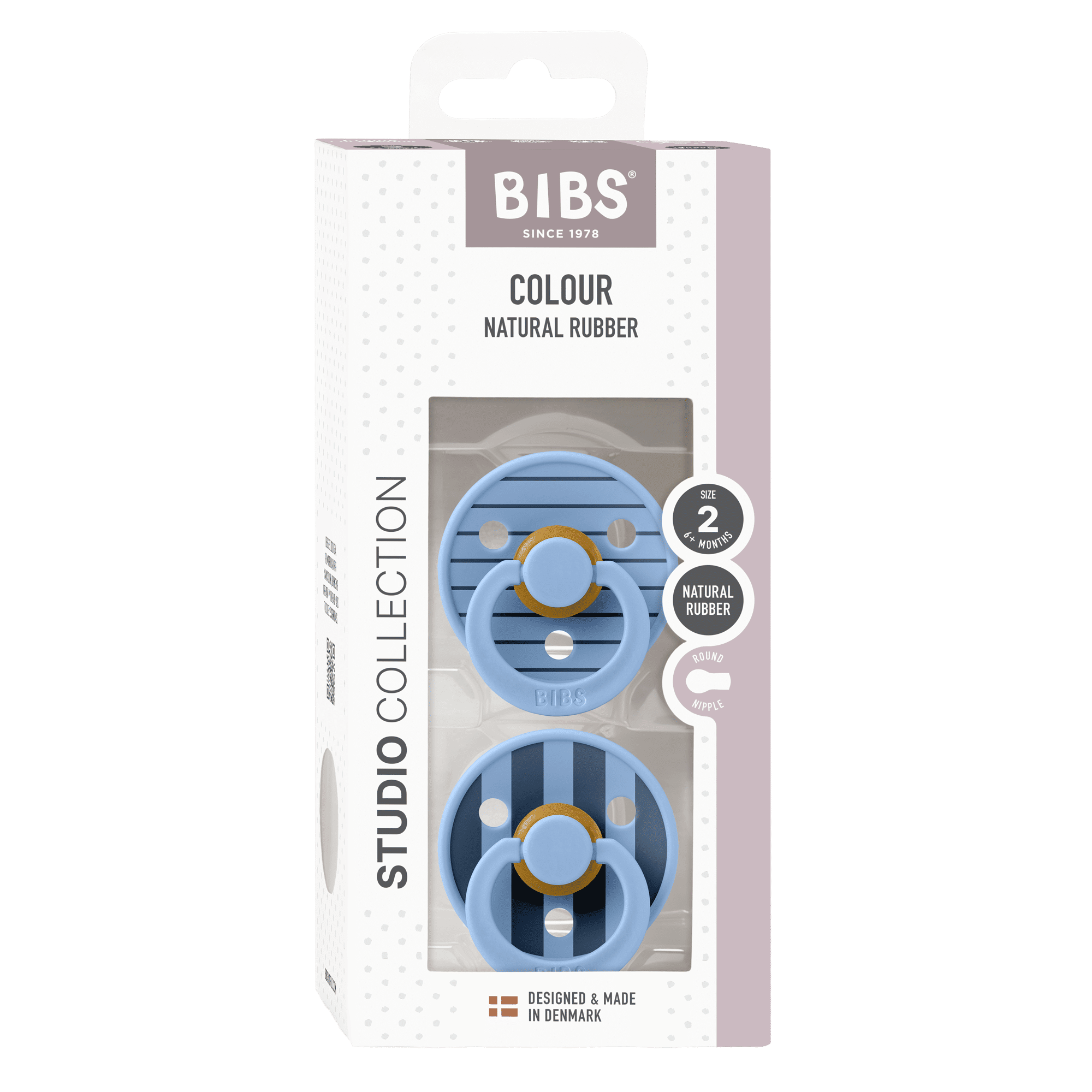 Bibs Pacifier Size 2 - Baby 6-18M (2pcs)-Studio Colour-Sky Blue Mix