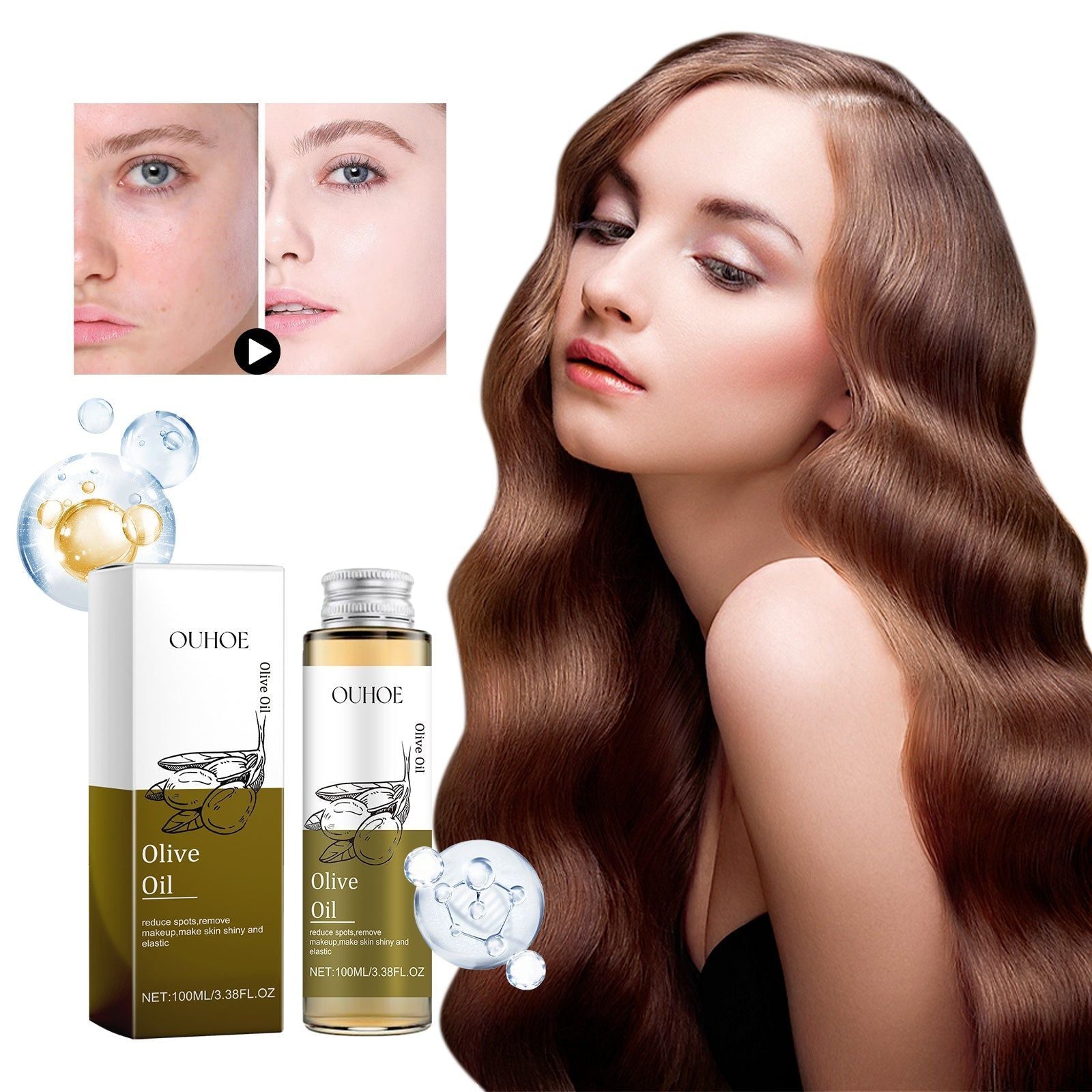Olive Oil Body Massage Treatment for Skin Brightening and Hair Nourishment, Natural Moisturizer ,100ml