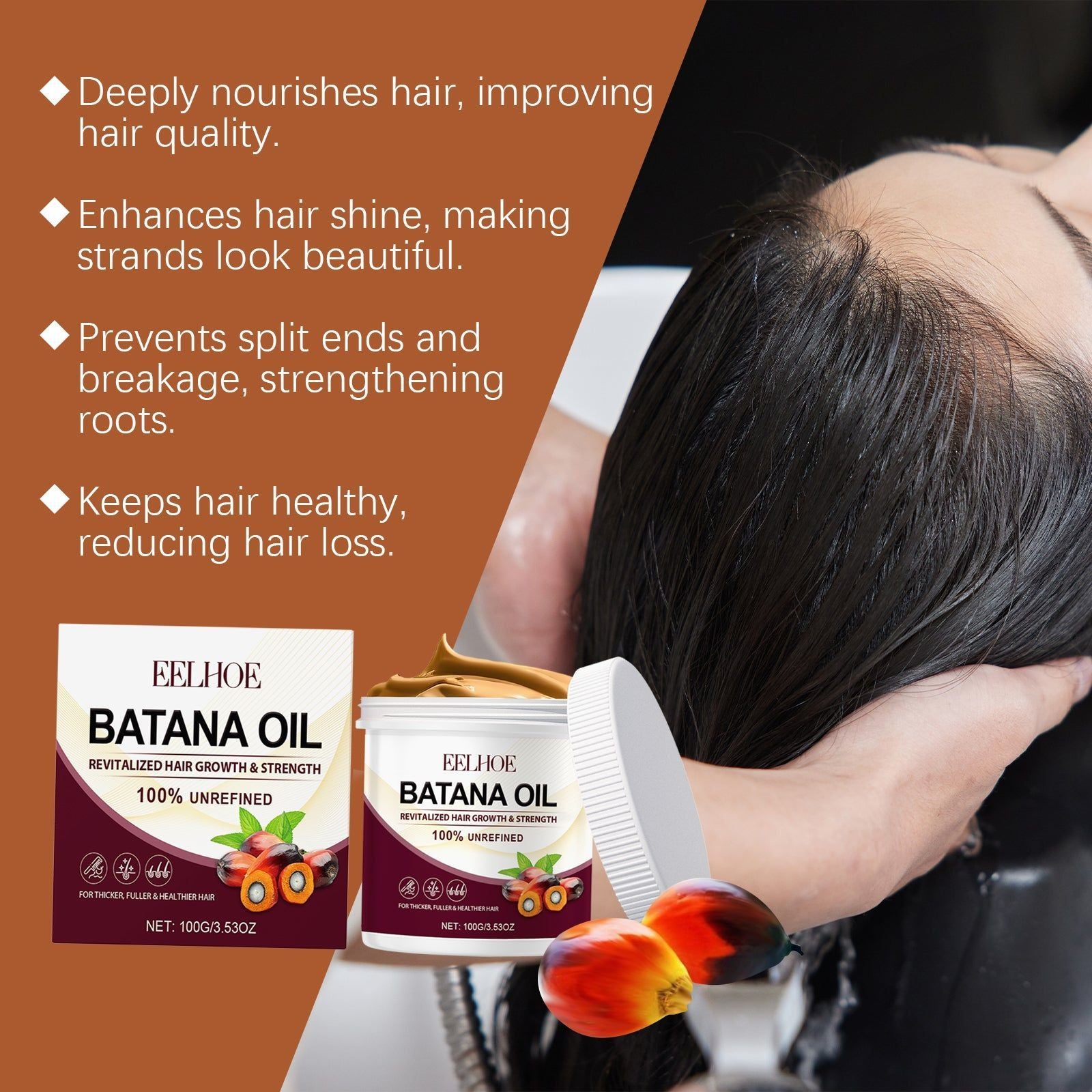 Batana Oil Conditioner for Smooth Hair, Nourishing, Hydrating, Thicker, Shine ,100g