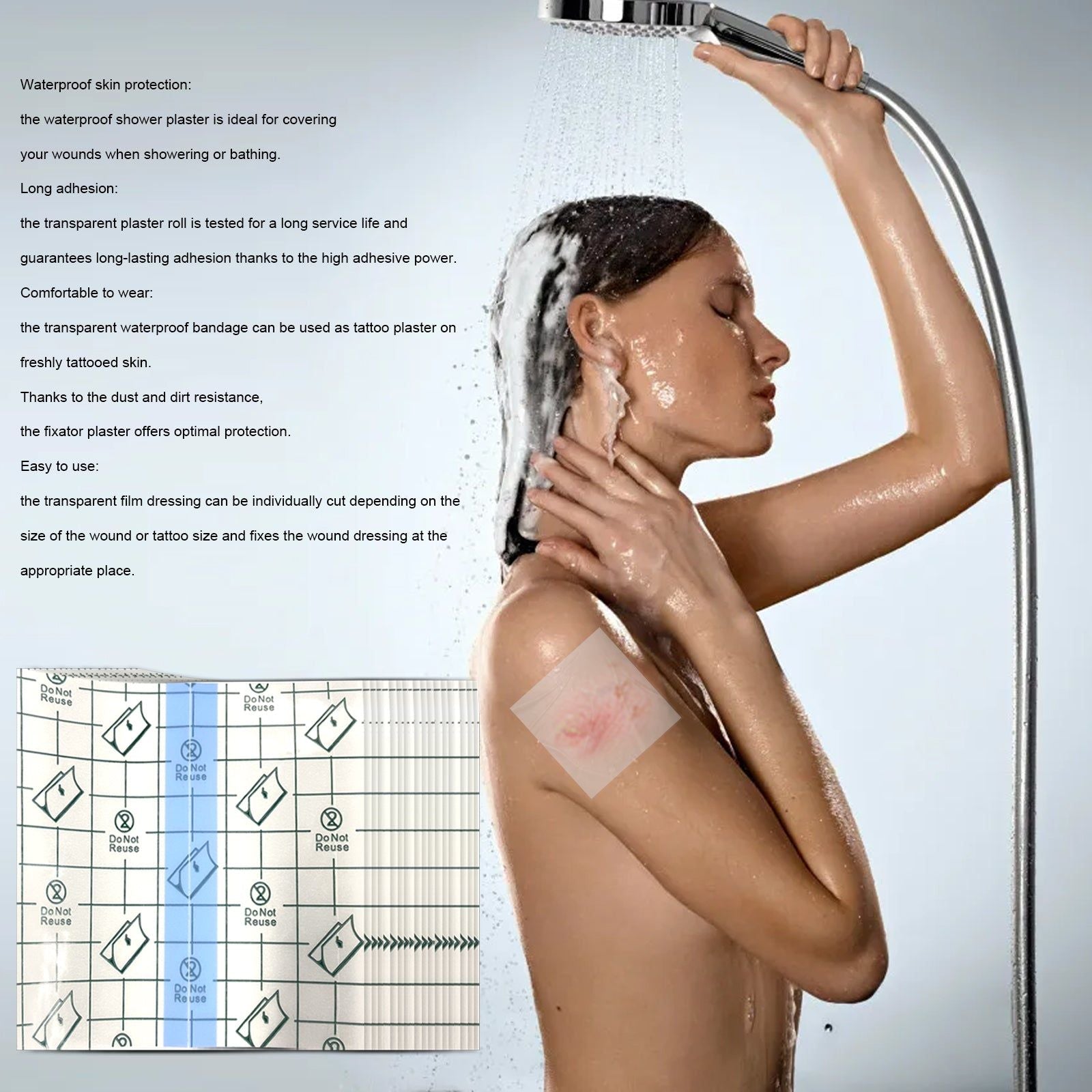 Care Waterproof Adhesive Bandage, Tattoo & Wound Protection, Skin-Friendly, Durable, Easy-to-Use ,20pcs